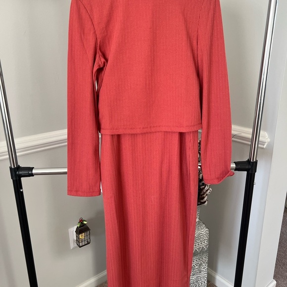 Orange and Red Maxi Pencil Skirt Set for Work - Picture 2 of 5